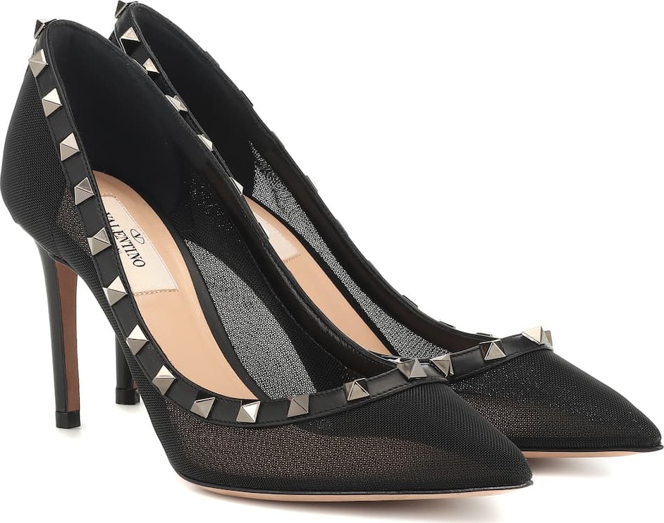 Valentino Valentino Garavani Rockstud mesh and leather pumps
