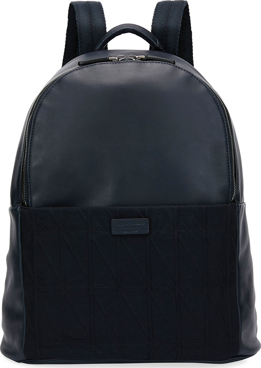 Giorgio Armani Leather & Knit Backpack