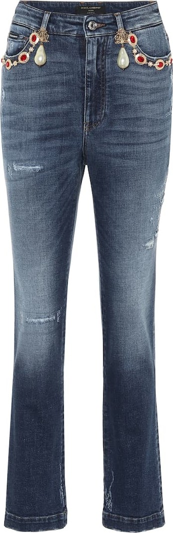 Dolce & Gabbana Embellished high-rise straight jeans