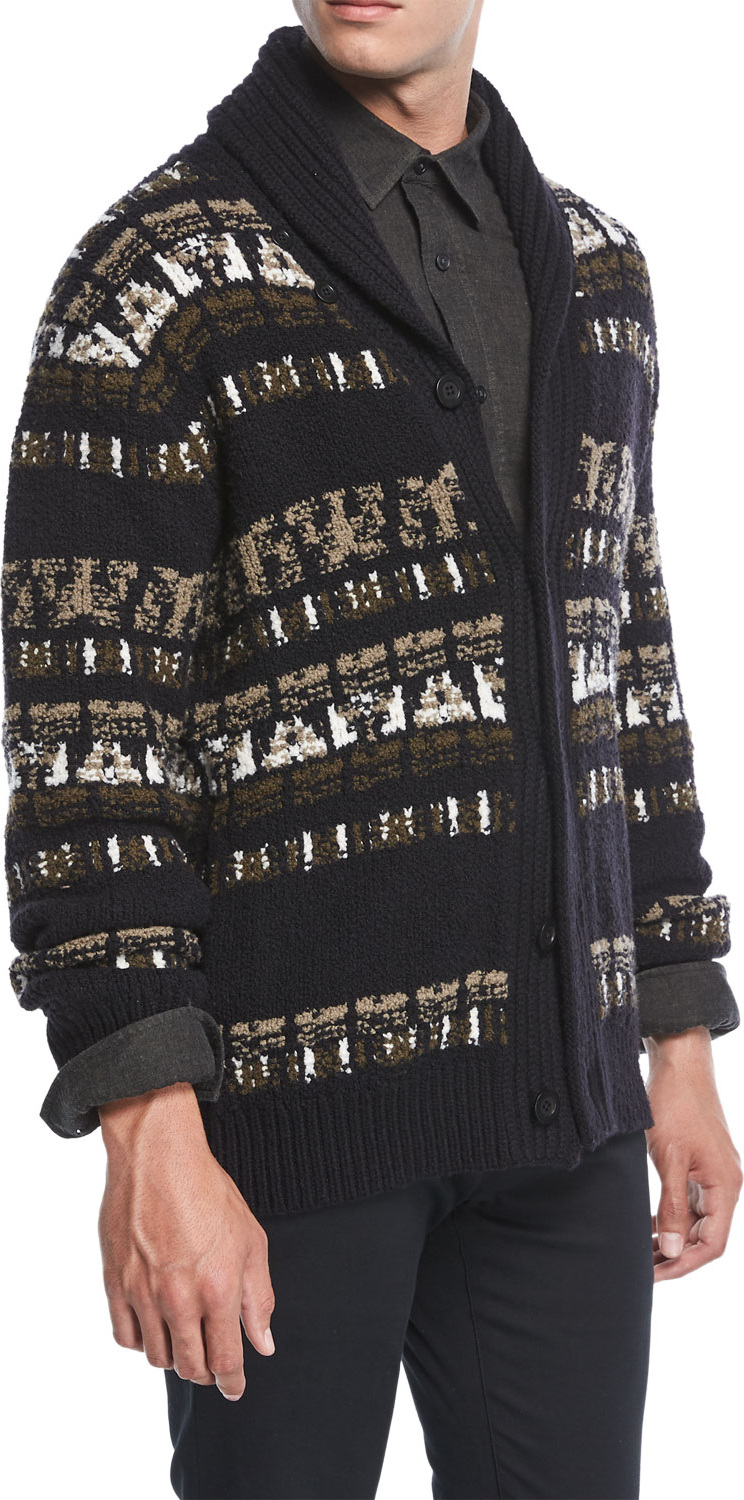 Vince Fair Isle Shawl-Collar Cardigan