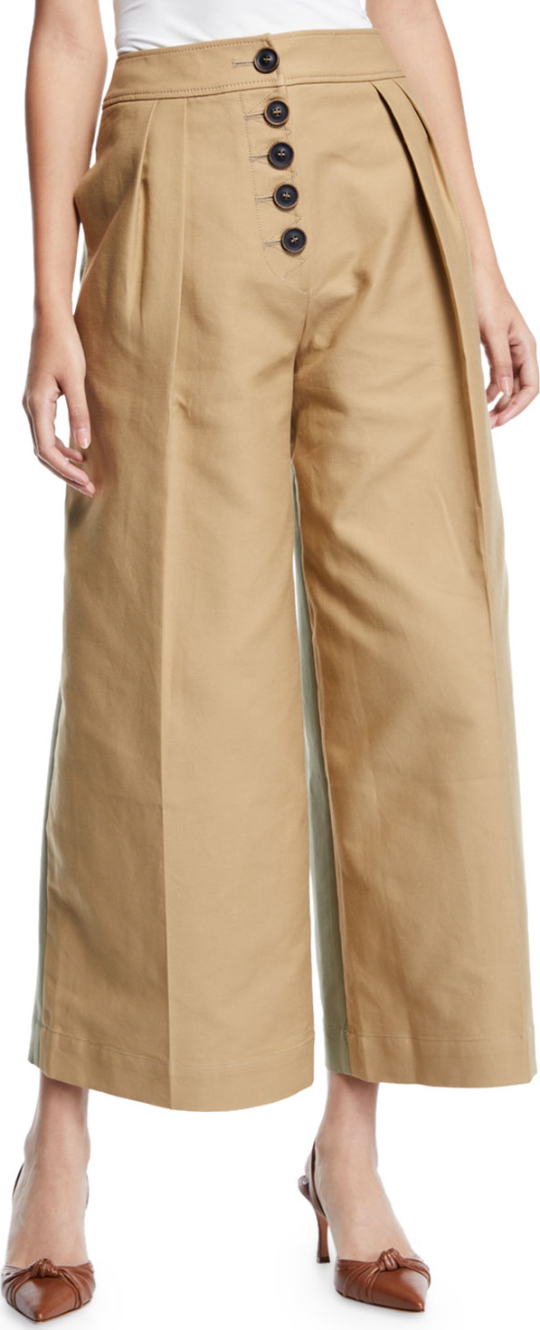 Rejina Pyo Brodie Pleated Cropped Wide-Leg Trousers