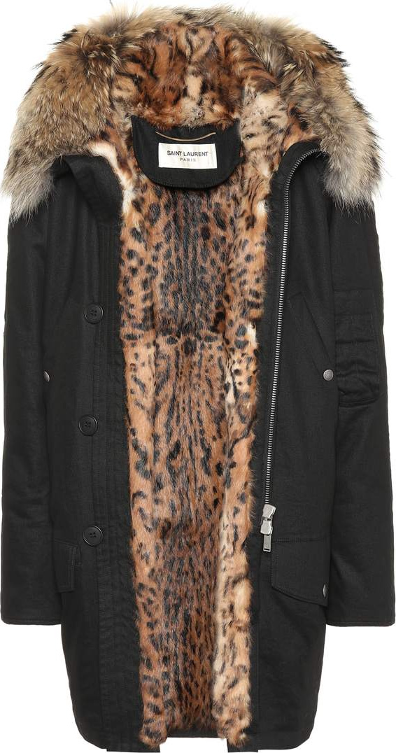 Saint Laurent Fur-lined cotton-blend parka