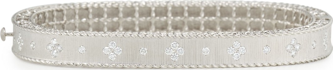 Roberto Coin Princess 18K White Gold Narrow Diamond Bangle
