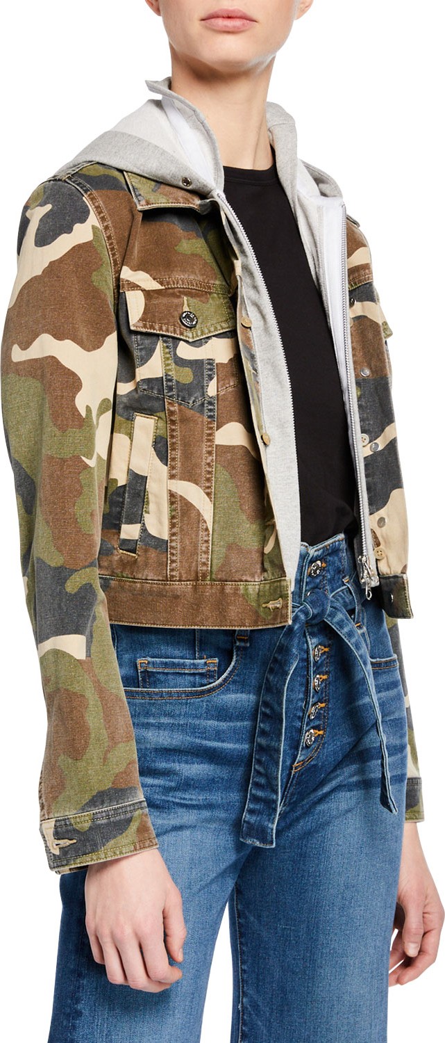 Veronica Beard Cara Jean Jacket w/ Removable Hoodie