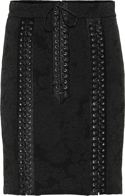 Dolce & Gabbana Lace-up silk jacquard skirt