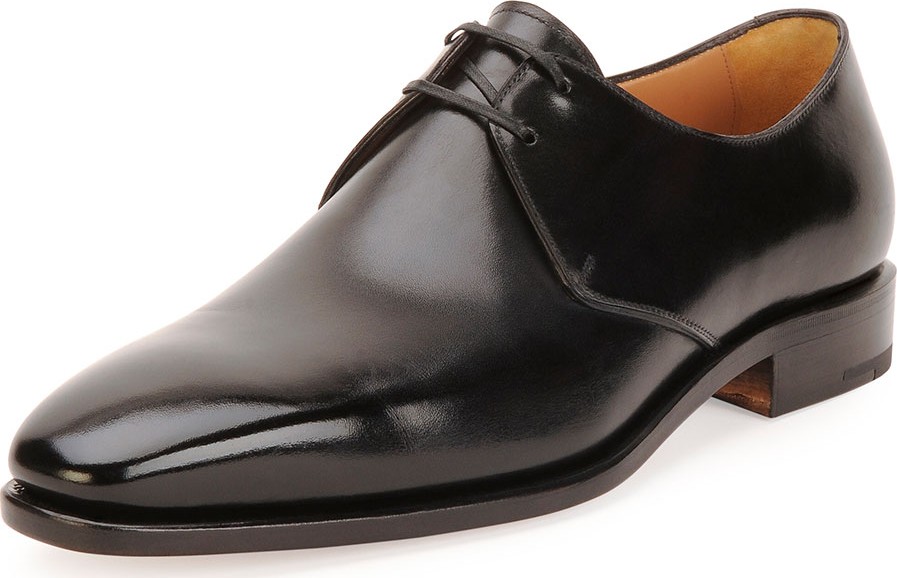 Salvatore Ferragamo Men's Tramezza Calfskin Lace-Up Oxford, Black