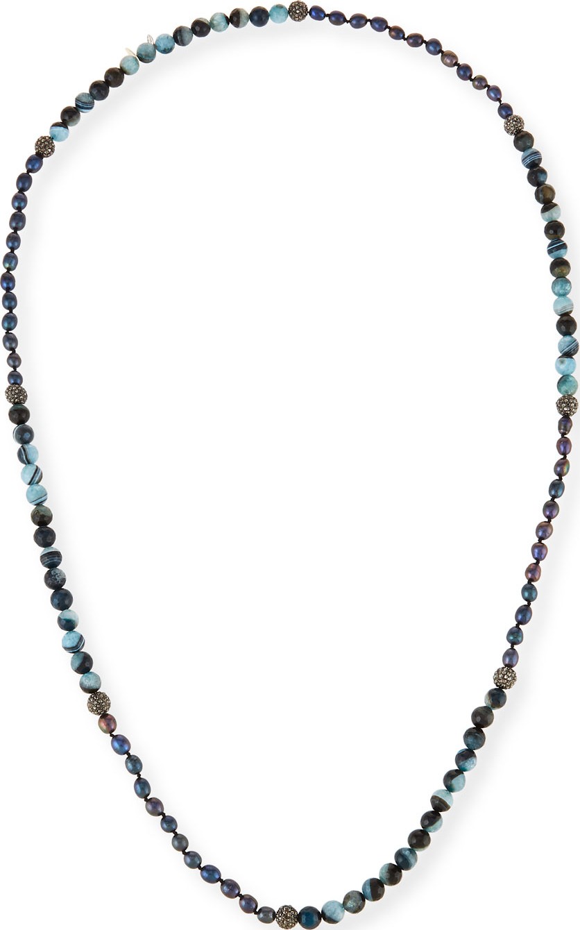 Hipchik Couture Francine Turquoise, Agate & Rhinestone Beaded Necklace
