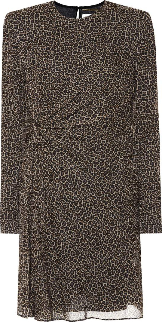 Saint Laurent Leopard virgin wool minidress