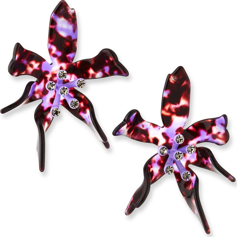 Lele Sadoughi Water Lily Glower Earrings w/ Crystals