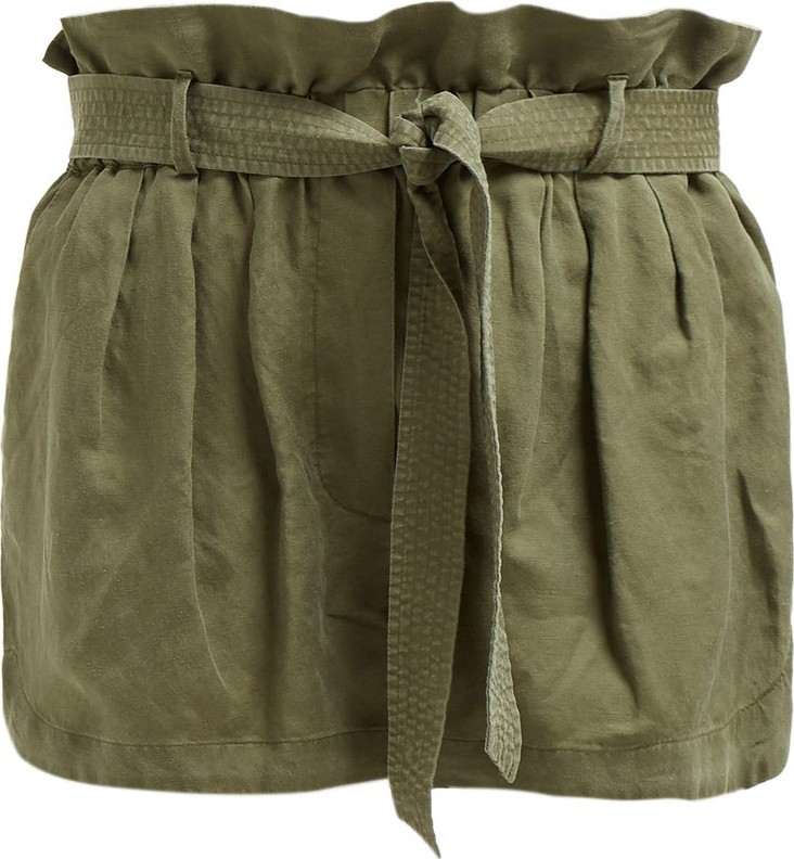 FRAME DENIM Paperbag-waist linen-blend shorts