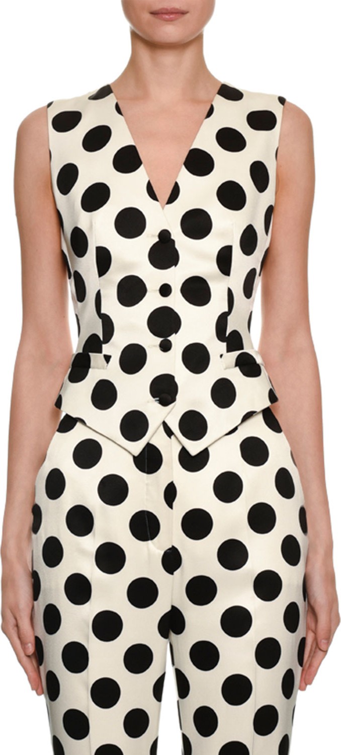 Dolce & Gabbana Polka-Dot Duchess Satin Vest