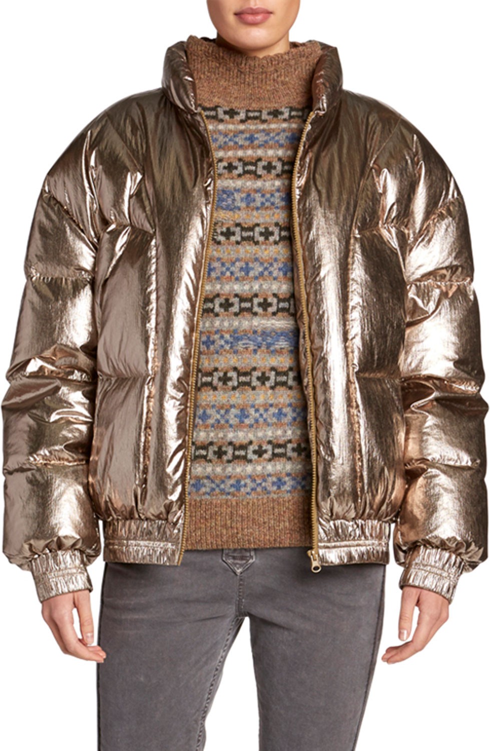 Isabel Marant Etoile Kristen Metallic Puffer Jacket
