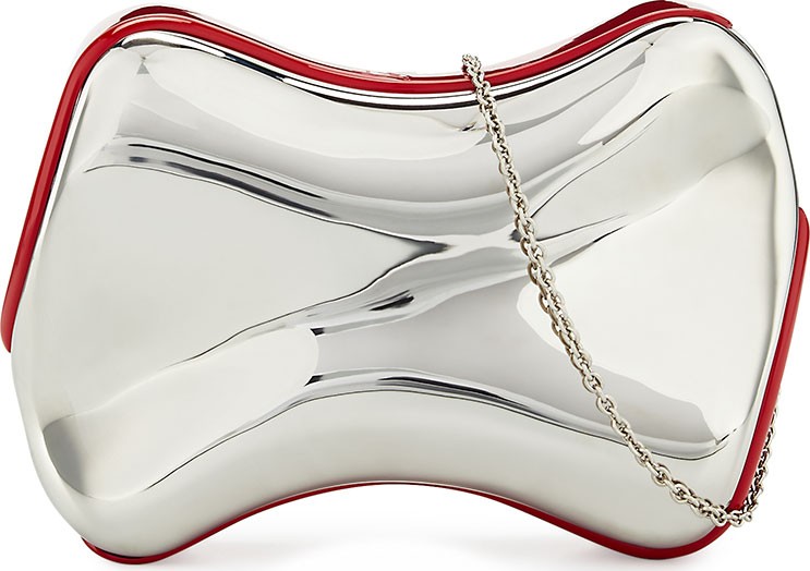 Christian Louboutin Shoespeaks Brass Clutch Bag, Silver