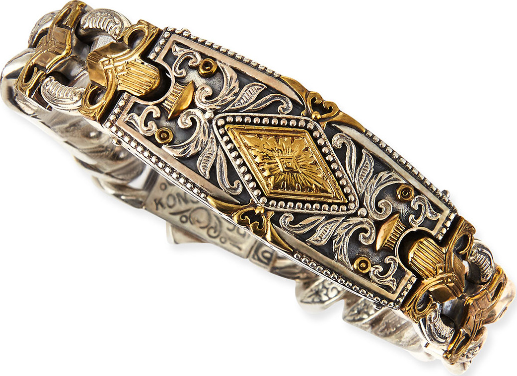 Konstantino Myrmidones Men's Filigree Link ID Bracelet