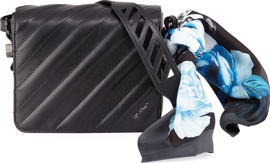 Off White Diagonal Quilted Flap Bag