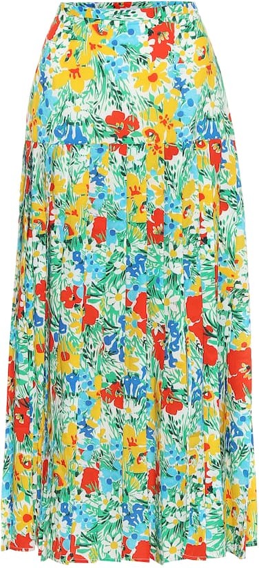 RIXO LONDON Tina floral cotton midi skirt