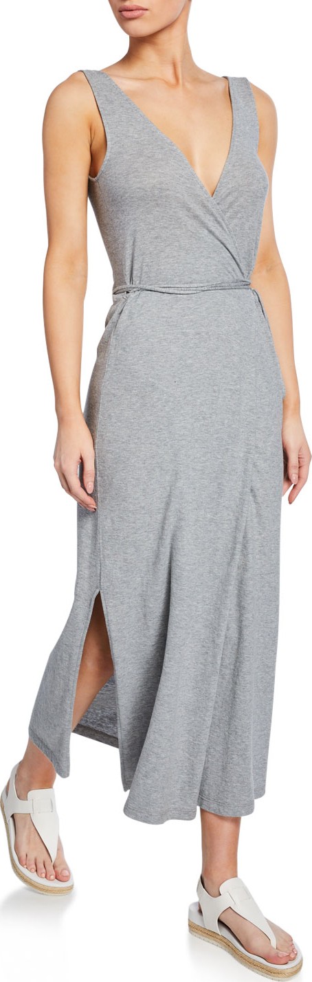 Vince V-Neck Sleeveless Jersey Wrap Dress
