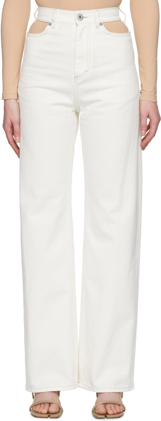 Maison Margiela White Wide-Leg Cut-Out Jeans