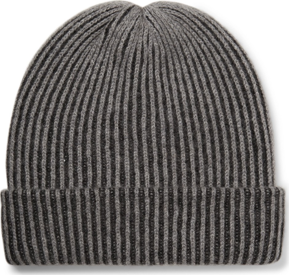 The Elder Statesman Watchman Striped Ribbed Cashmere Beanie