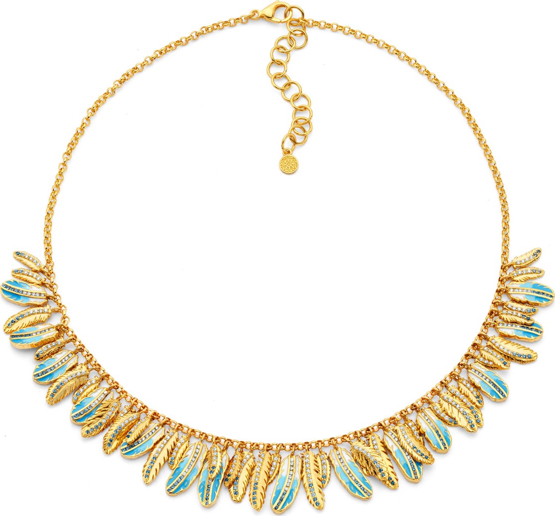 Buddha Mama 20k Gold & Enamel Feather Necklace