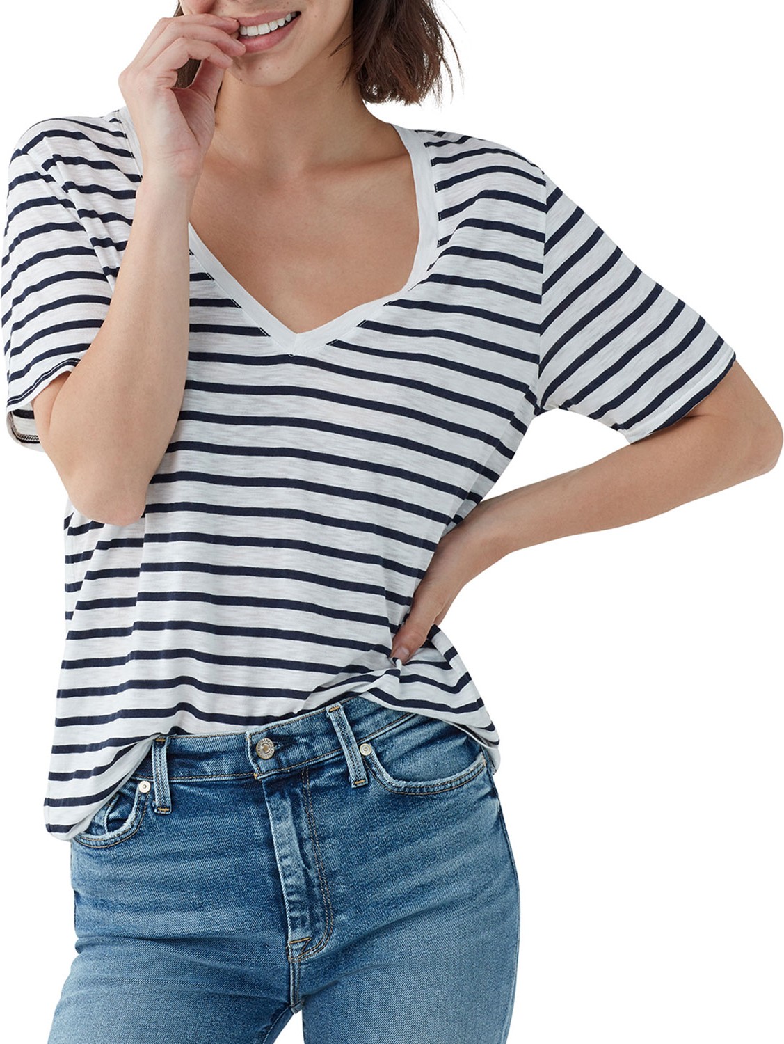Splendid Everly Striped Short-Sleeve V-Neck Tee
