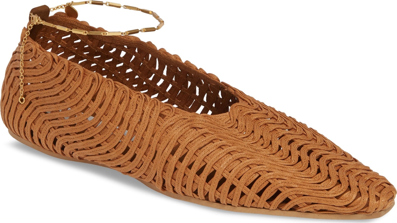 Stella McCartney Wicker Ballet Flat with Ankle Bracelet