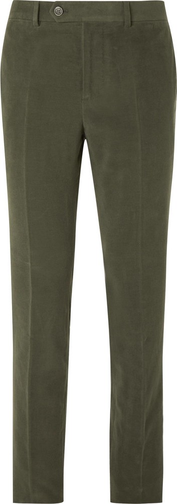 Brunello Cucinelli Dark-Sage Slim-Fit Cotton and Cashmere-Blend Suit Trousers
