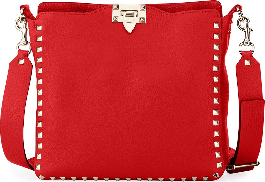 Valentino Rockstud Small Leather Hobo Bag