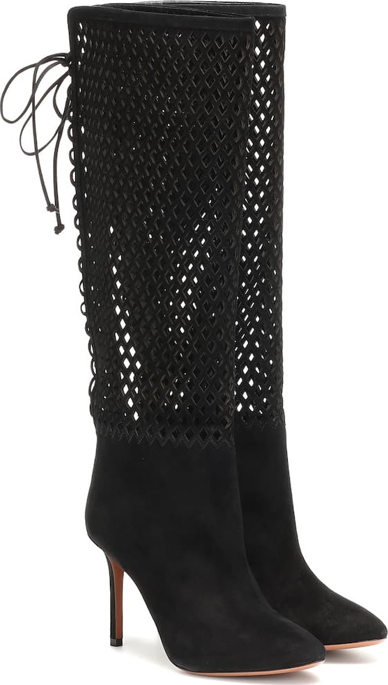 Alaïa Perforated suede knee-high boots