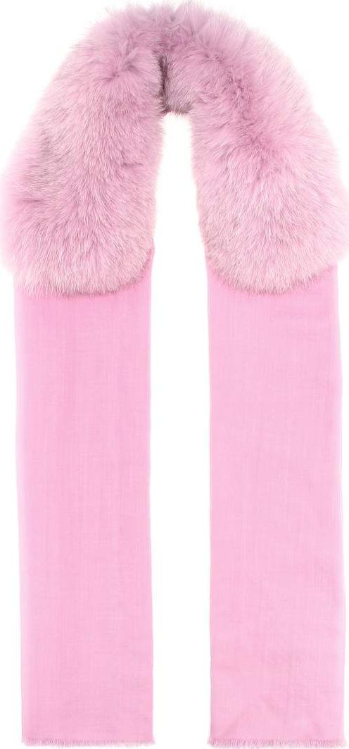 Valentino Fur-trimmed cashmere scarf
