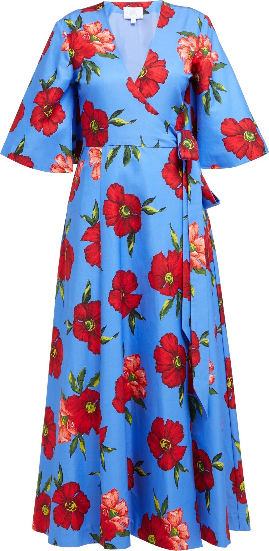 Rebecca de Ravenel Floral-print cotton and silk-blend wrap midi dress