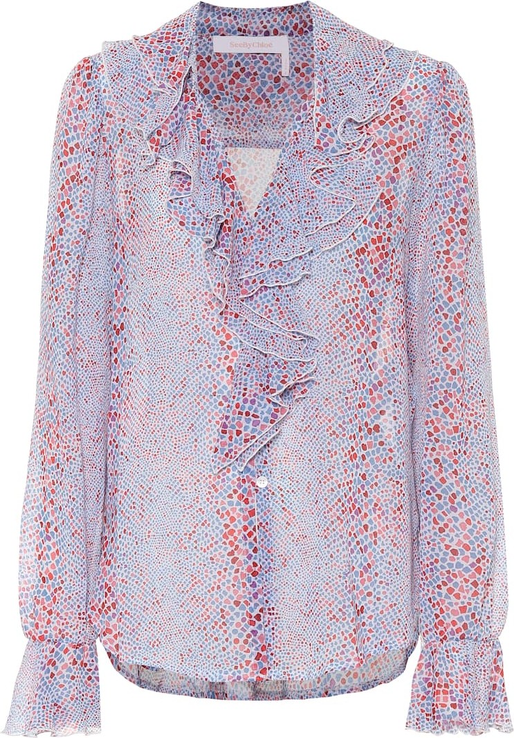 See By Chloé Printed cotton and silk blouse