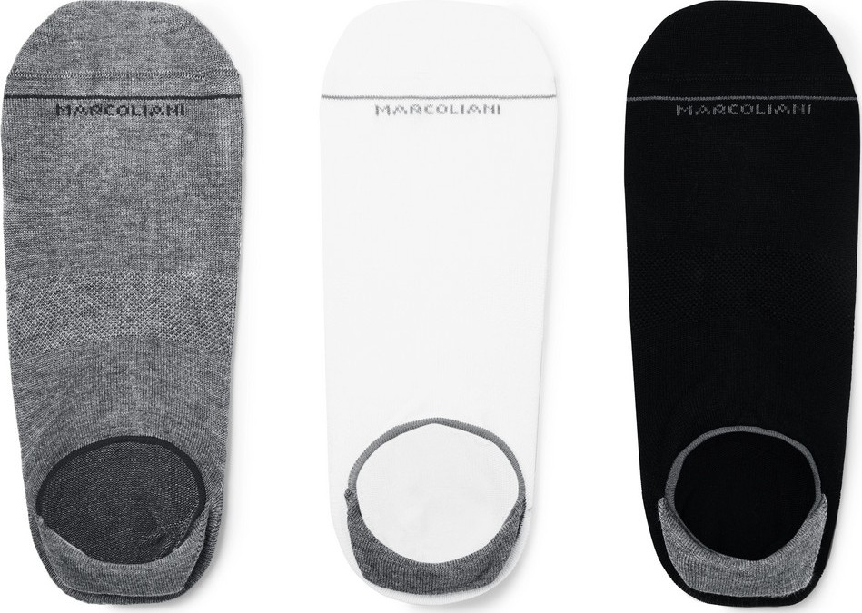 Marcoliani Three-Pack Invisible Touch Stretch Pima Cotton-Blend No-Show Socks