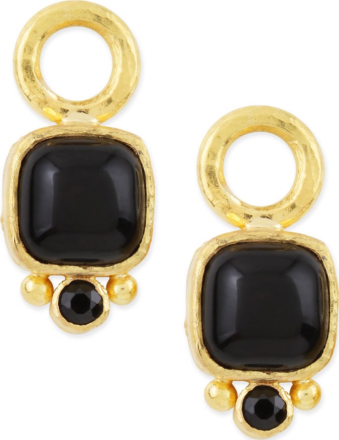 Elizabeth Locke Onyx Cabochon Earring Pendants