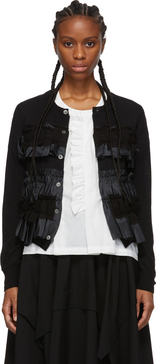Comme Des Garçons Comme Des Garçons Black Ruffle Crewneck Cardigan