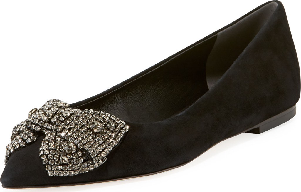 Tory Burch Esme Crystal Bow Ballet Flats