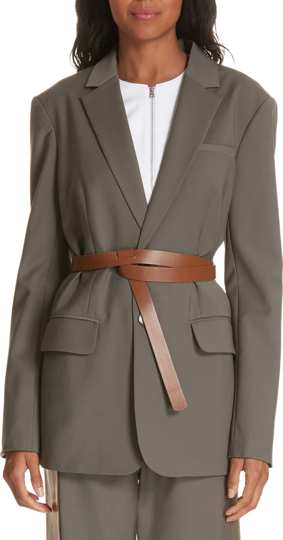 Tibi Tablier Belted Blazer