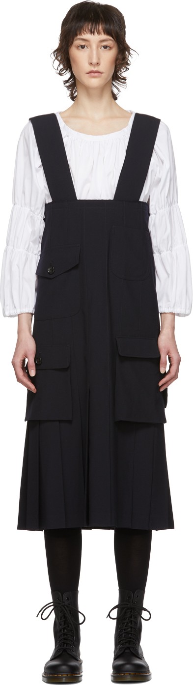 Comme Des Garçons Comme Des Garçons Navy Multi Pocket Suspender Dress