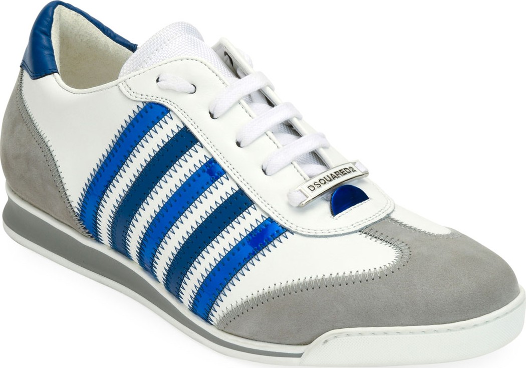 DSQUARED2 Men's Contrast-Stripe Canvas & Leather Sneakers