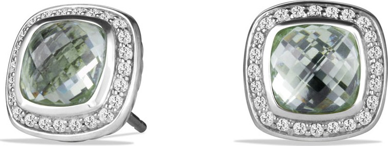 David Yurman Albion Stud Earrings with Prasiolite and Diamonds