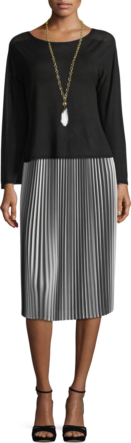 Eileen Fisher Ombre Pleated Midi Skirt