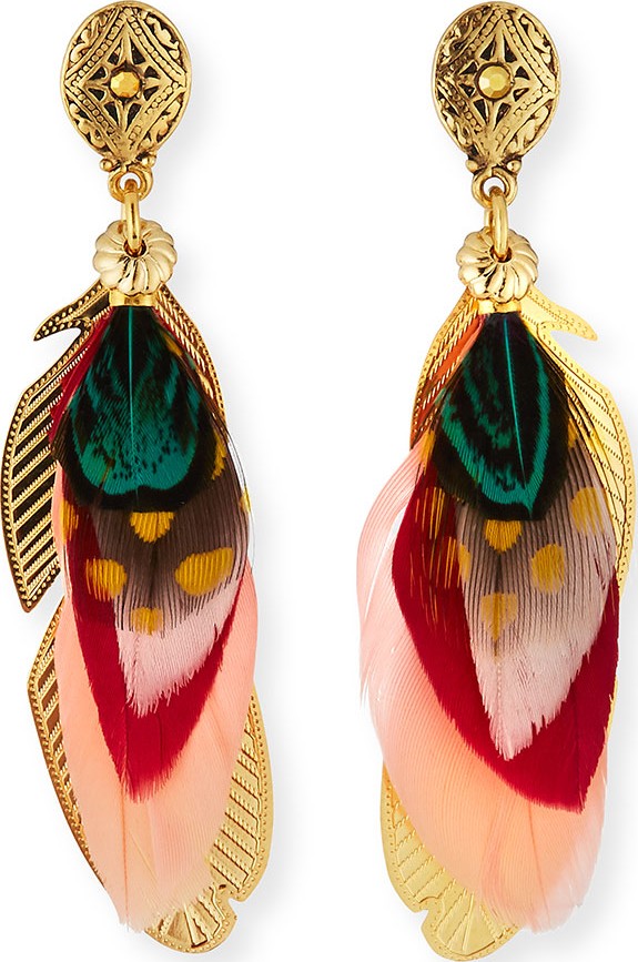 GAS Bijoux Sao Feather Drop Earrings