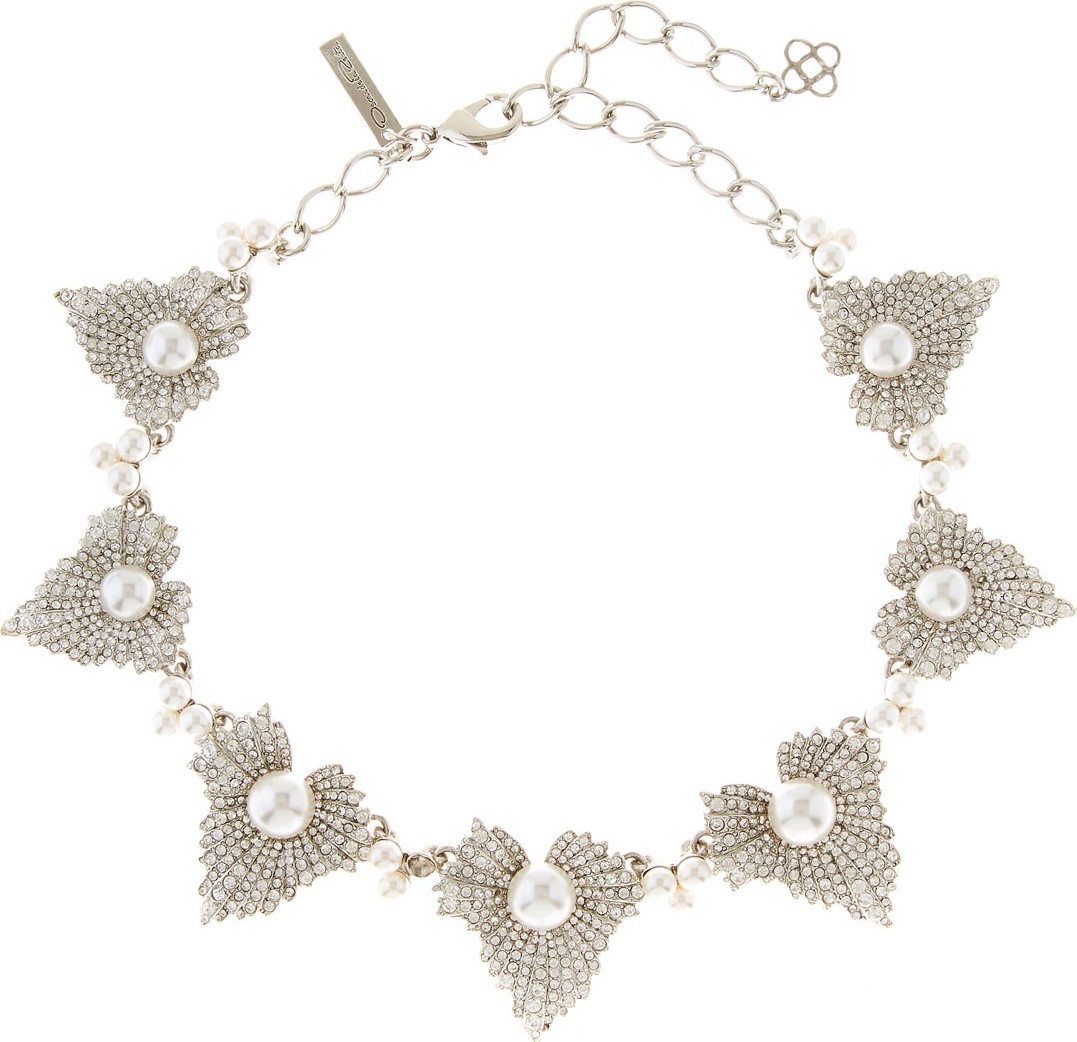 Oscar De La Renta Pearly Grape Leaf Necklace