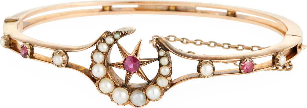 Turner & Tatler 15k Ruby & Pearl Celestial Bangle
