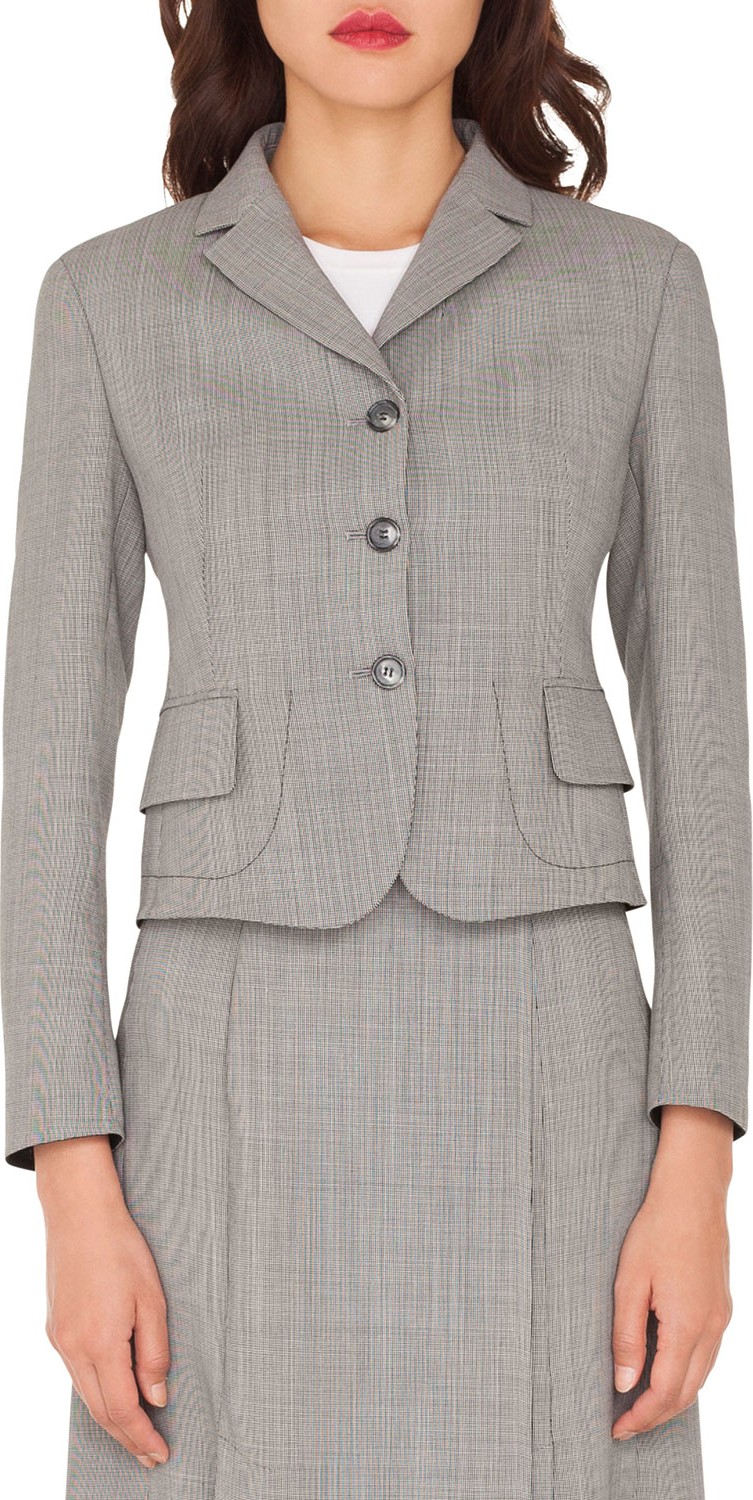 Akris Short End-on-End Woven Wool-Blend Jacket
