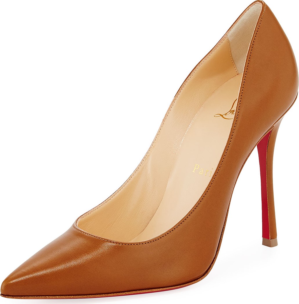 Christian Louboutin Decoltish Point-Toe Red Sole Pumps, Safari