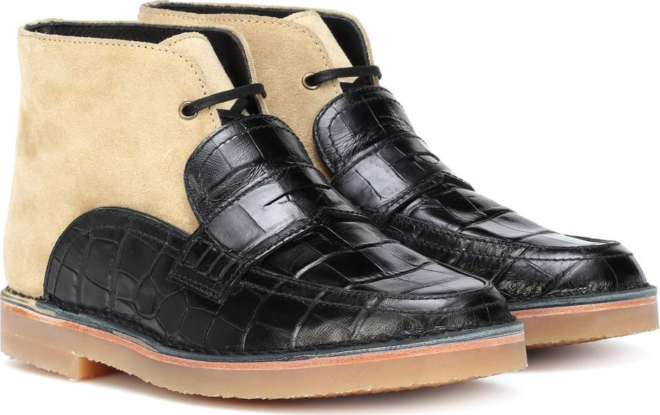 LOEWE Leather and suede ankle boots