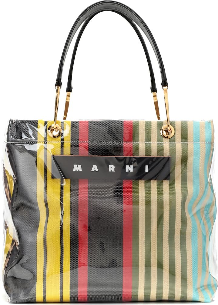 Marni Glossy Grip striped PVC tote