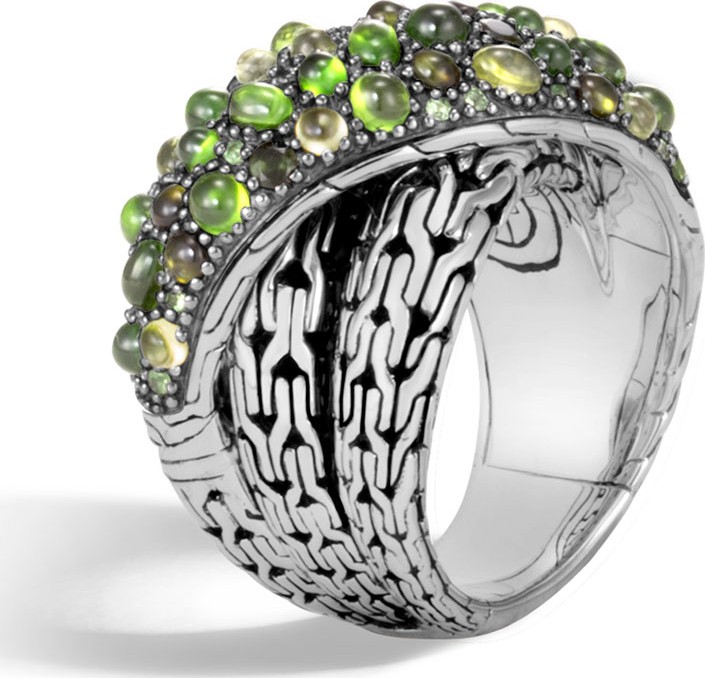 John Hardy Classic Chain Crossover Pave Ring, Size 6