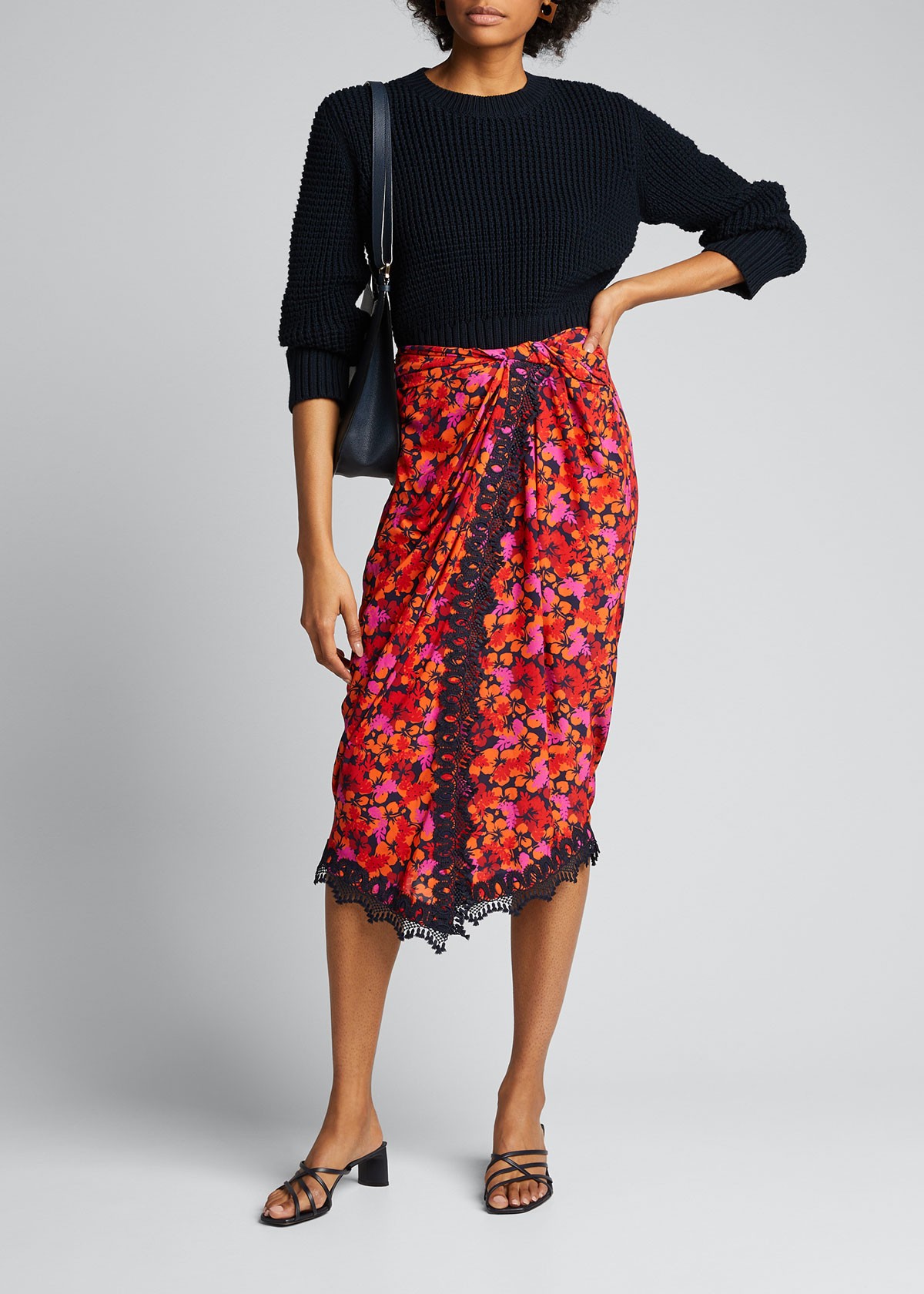 Derek Lam 10 Crosby Liona Lace-Trim Wrap Skirt